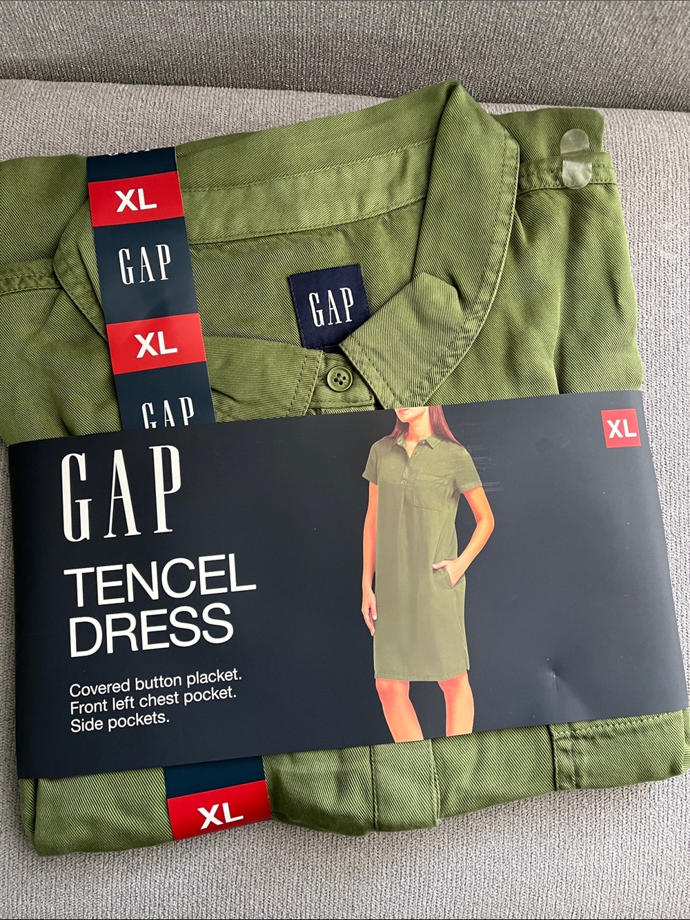 GAP Olive Green Short Sleeve Polo Mini Dress